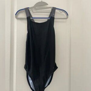 Champion women's S(4-6) unilned one-piece swimsuit black wide strap open back